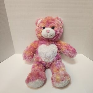Build-A-Bear Workshop Endless Hugs Bear 17 inch Plush Pink Orange Tie-Dye Hearts
